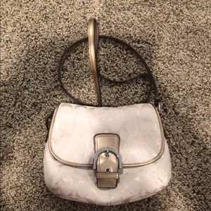 Tan and sparkly coach crossbody